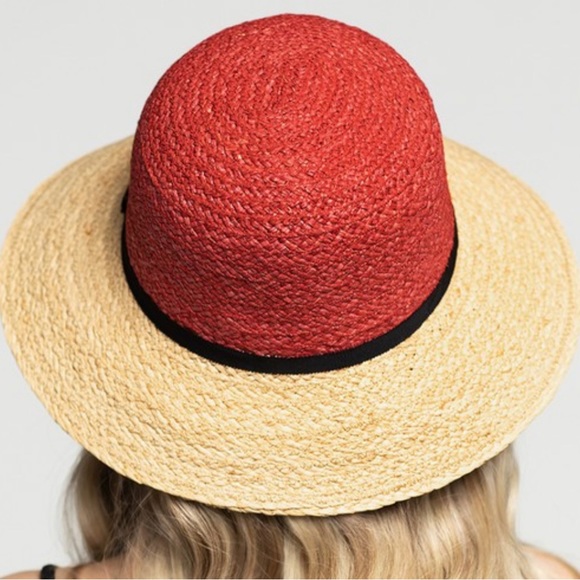 LADY BETHANY Two Toned French Inspired Summer Hat With Band - Picture 3 of 4